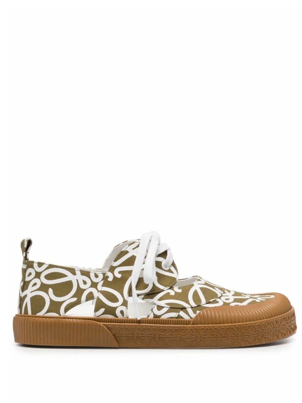 Loewe Paula’s Ibiza Lace Up Canvas Sneakers Olive Green White Men’s EU 44/US 11